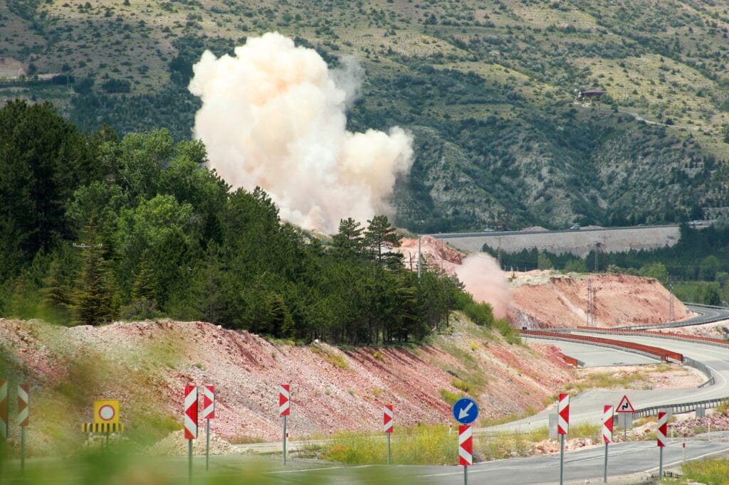 construction site dynamite blasting
